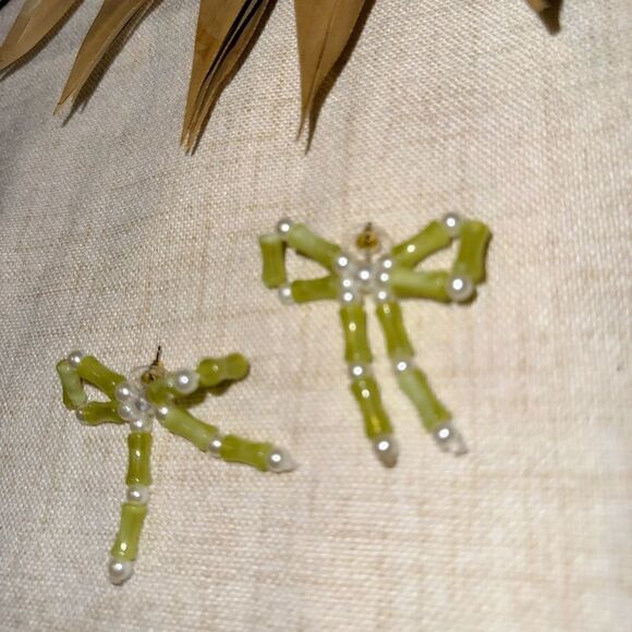 Boho pearl bow earrings M536 - Picture 4 of 5